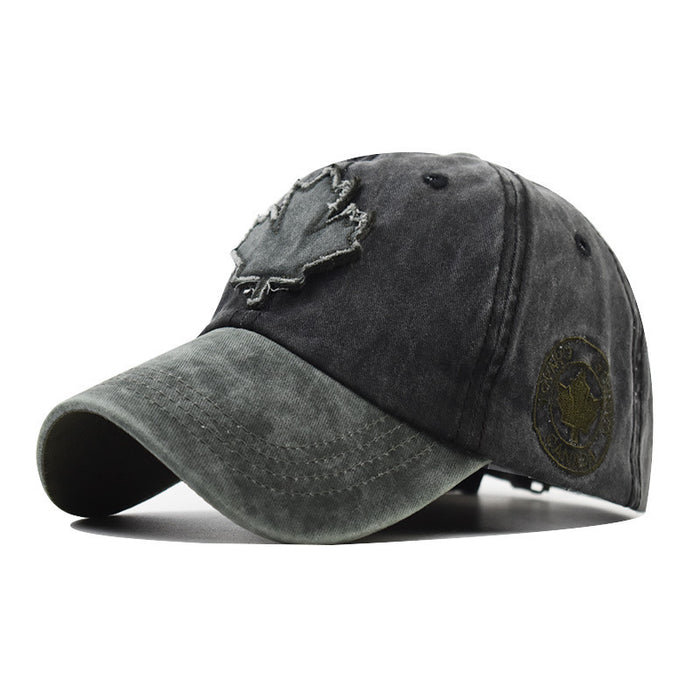 Wholesale Maple Leaf Embroidered Washed Vintage Baseball Cap