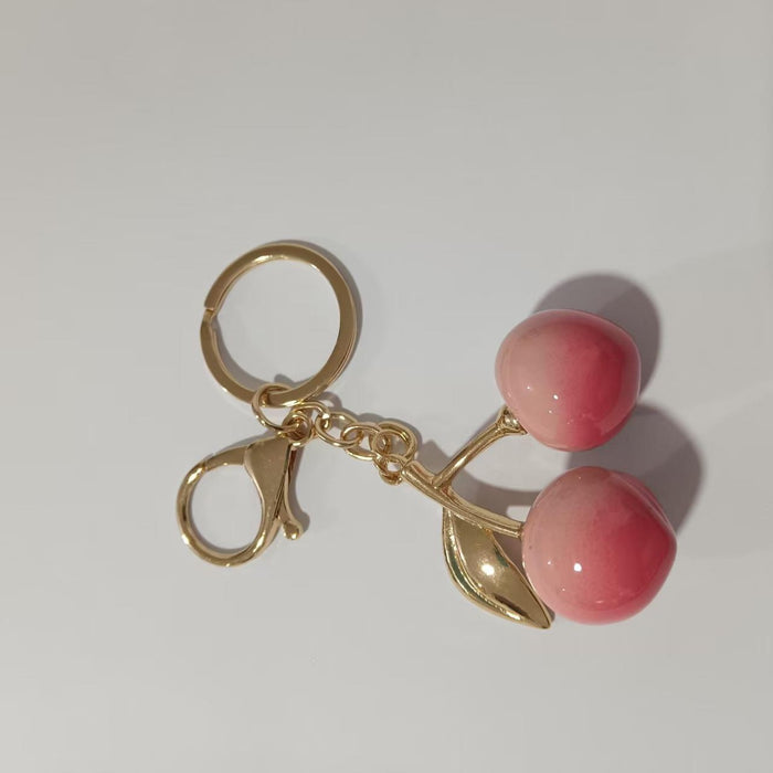 Wholesale Cherry Keychain Pendant Sense Simulation Fruit Peach Accessories Bag