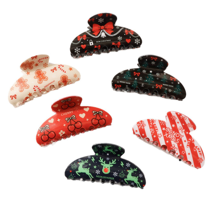 Wholesale PVC Claw Hair Clip Christmas Gingerbread Man Reindeer Women S Fashion Accessory