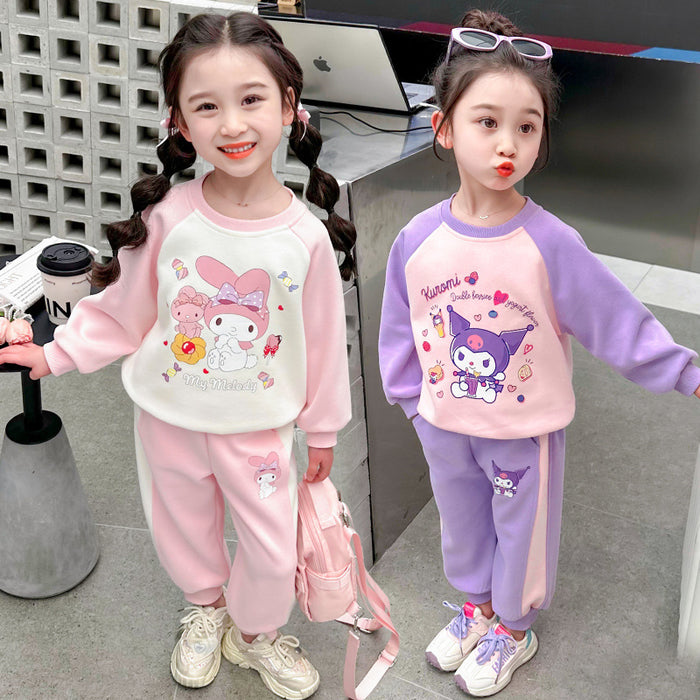 Wholesale Girls Casual Suits Spring and Autumn New Fashionable Children's Clothing Western Style Little Girl Sports Style Sweater Two-piece Suit JDC-CTS-QNE007