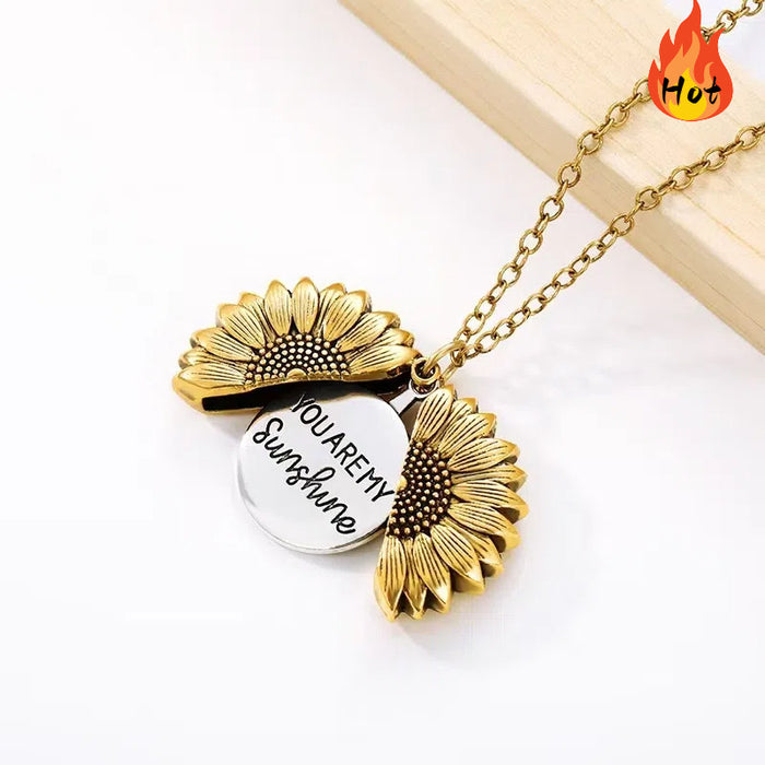 Wholesale  jewelry flower alloy  sunflower lettering pendant necklace