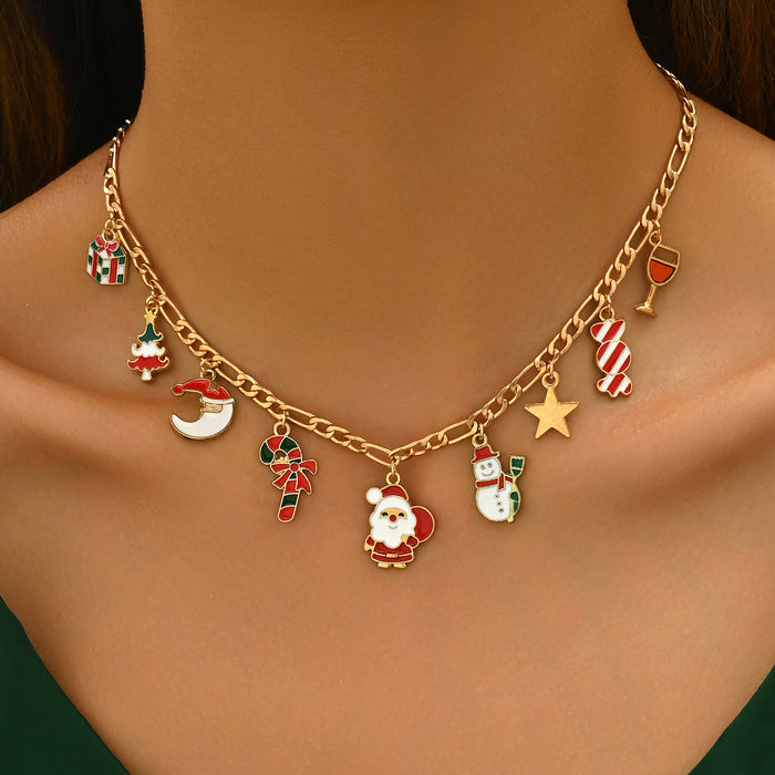 Wholesale Oil-Dripping  Snowman Pendant Necklace