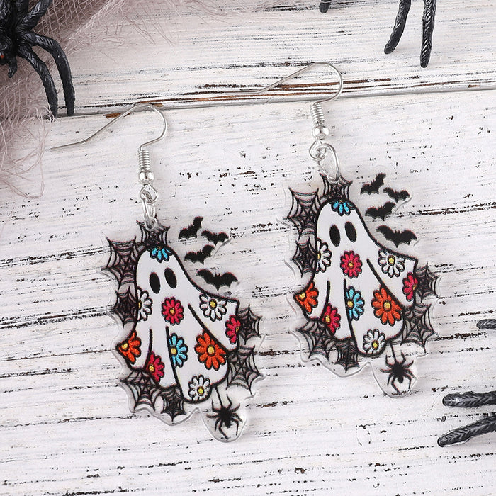Wholesale  Cute Flowers Ghost Bat  Web Pendant Earrings Acrylic Earrings Gift