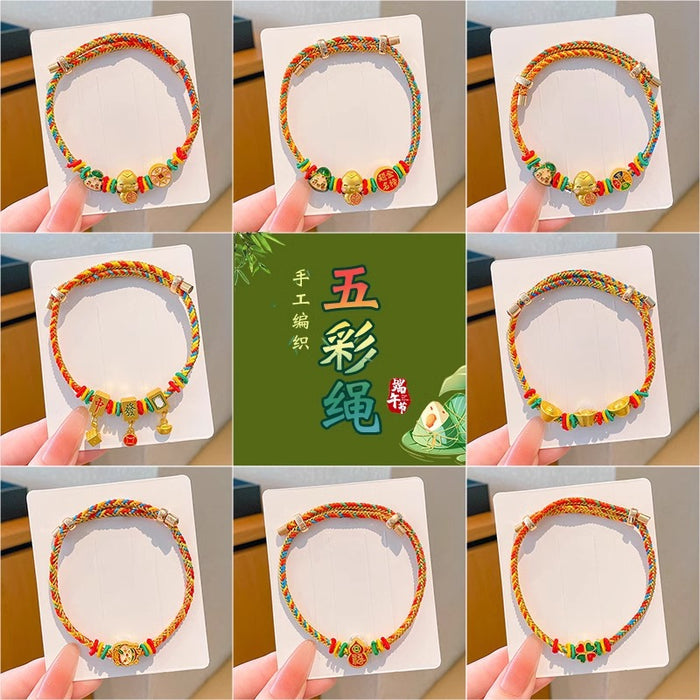 Wholesale colorful rope children hand woven red rope five color bracelet