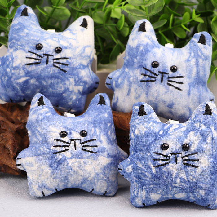 Wholesale Handmade fabric tie dye blue dye cartoon microphone keychain pendant bag hanging