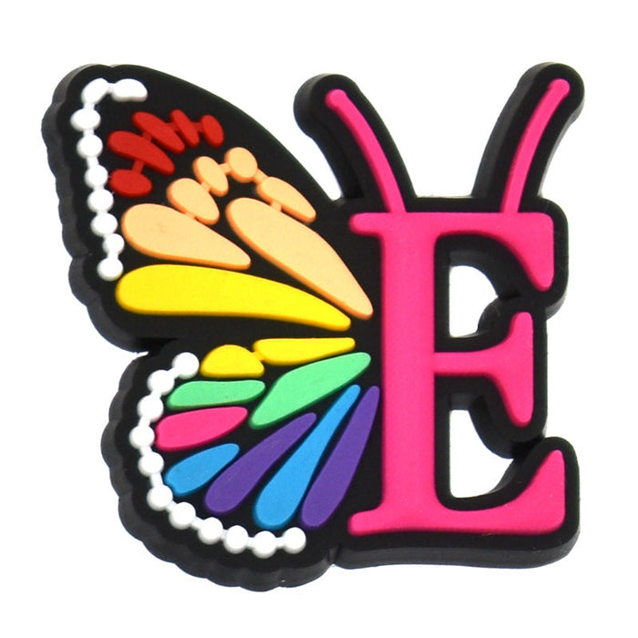 Wholesale 100 PCS PVC Cartoon Butterfly Alphabet DIY Shoe Buckles JDC-SC-RYY004