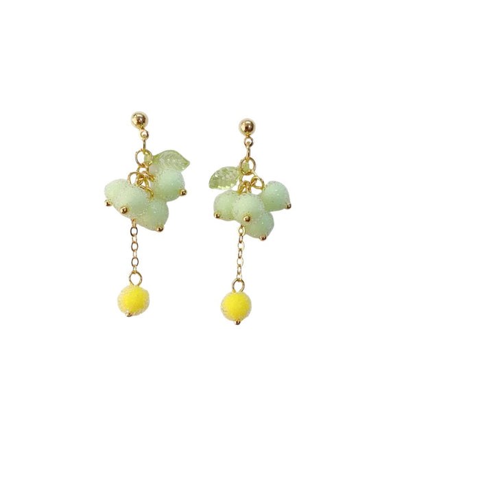 Wholesale New handmade grape earrings long green earrings without ear holes ear clips ear accessories