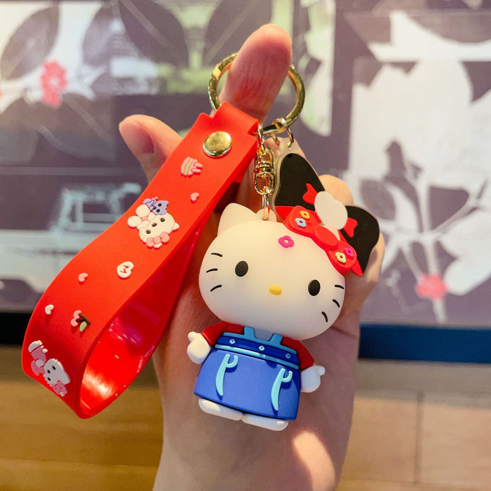 Wholesale Keychain Cartoon Animation PVC Doll Cat Bag Pendant Car Key Ring Creative Gift