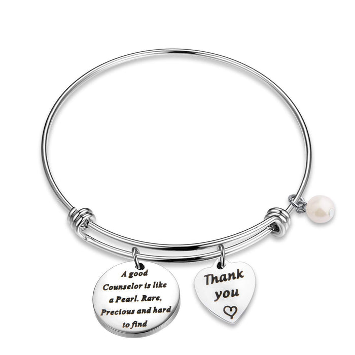 Wholesale Circular hanging tag bracelet, stainless steel heart engraved lettering pendant, round adjustable steel pearl pendant bracelet