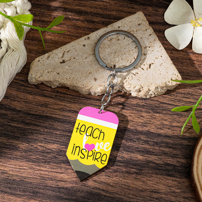 Wholesale Campus-themed wooden pencil pendant cute keychain