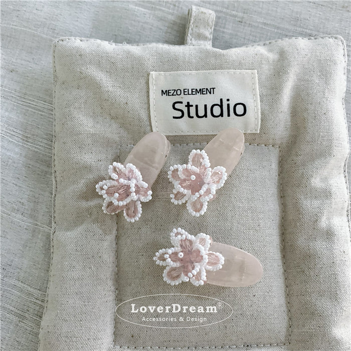 Wholesale Crystal bead flower hair clip, sweet and cute bangs clip hair accessory