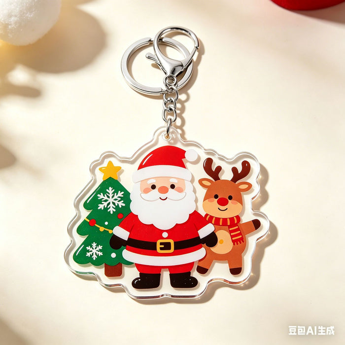 Wholesale Christmas Design Bear and Santa Acrylic Keychain Trendy Bag Charm Gift Accessory MOQ≥2