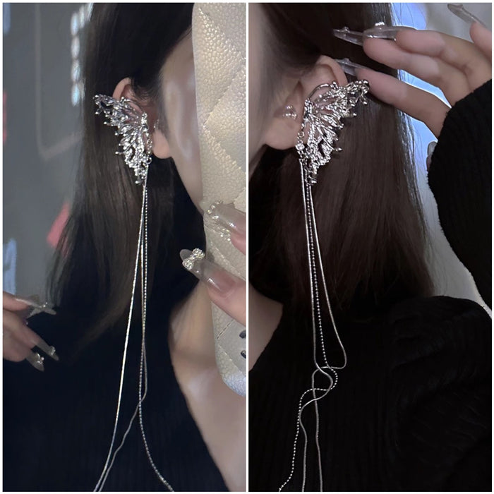 Wholesale Light luxury and agile without ear holes, butterfly pearl tassel ear bone clip, high-end earring design, earrings for women