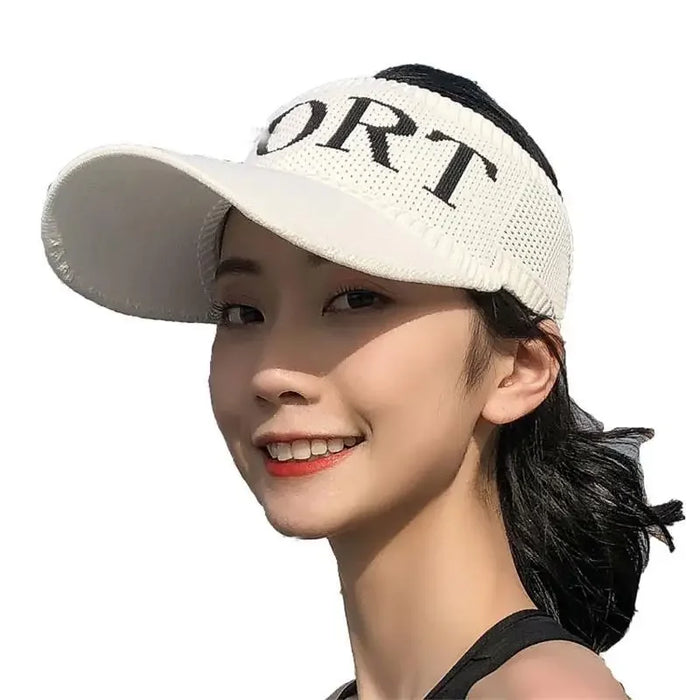 Wholesale Outdoor baseball cap, sports top cap, letter breathable, elongated brim, knitted