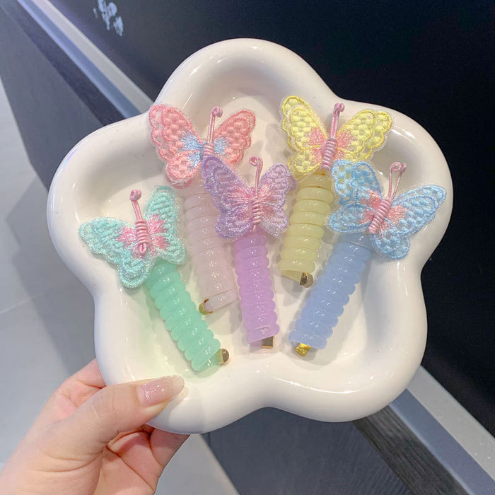 Wholesale Children's Fairy Butterfly Phone Cord Hair Scrunchies Cartoon Hair Tie Braided Hair Rope