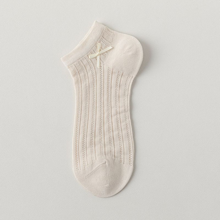Wholesale Mesh small bow solid color boat socks short socks thin