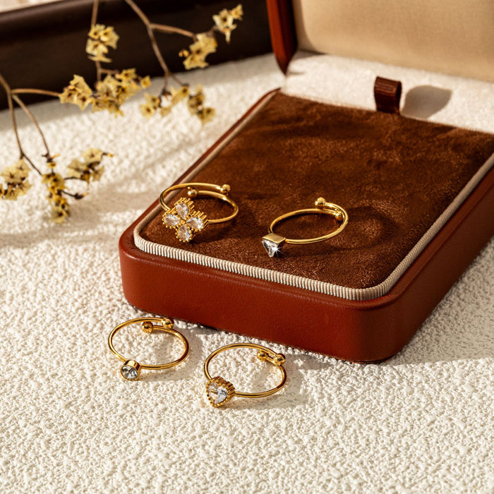 Wholesale Titanium steel ring does not fade, simple diamond inlaid stainless steel tail ring, fashionable and trendy accessory