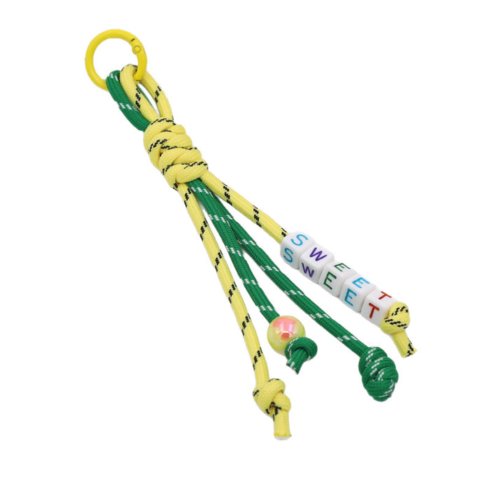 Wholesale New handmade woven colorful rope knotted letter bag pendant DIY keychain car ornament
