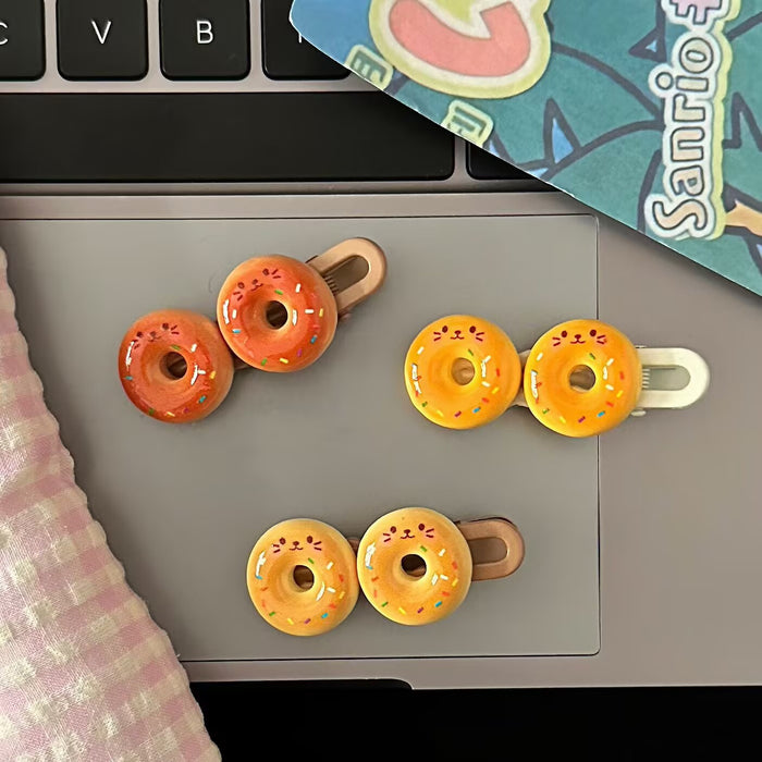 Wholesale brown Style Cat Donut Hairpin Fun Cute Girl Style Side Clip Hairpin Accessories Hair Accessories