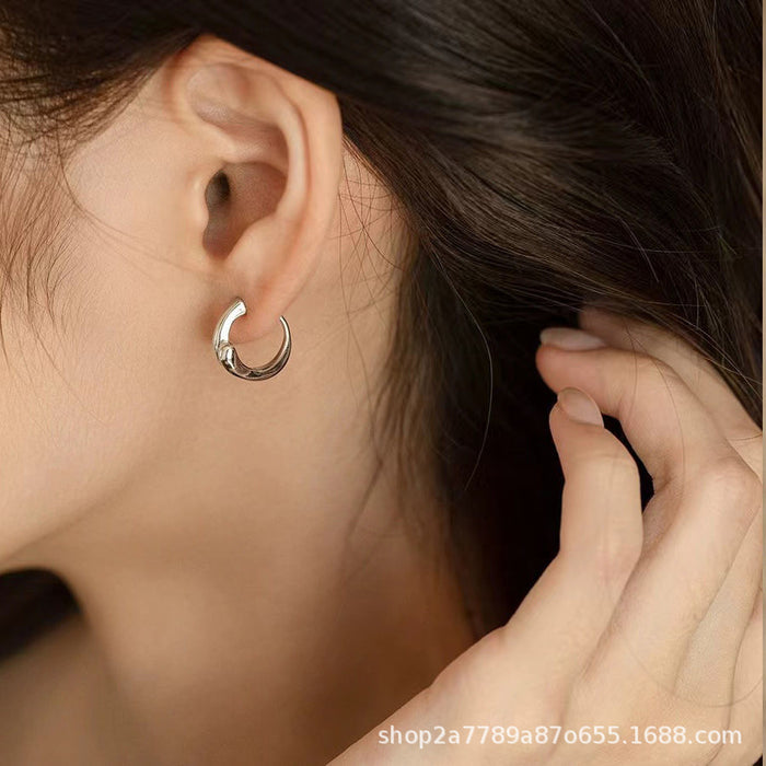 Wholesale Foggy electroplating matte gold geometric small earrings versatile earrings without ear holes