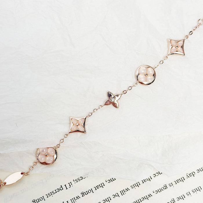 Wholesale Thickly plated 18k rose gold clover and mother-of-pearl bracelet