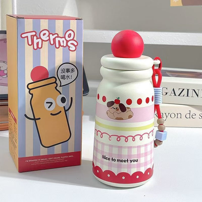 Wholesale Cute Cartoon Children' s Stainless Steel Vacuum Insulated Cup with Carrying Straw