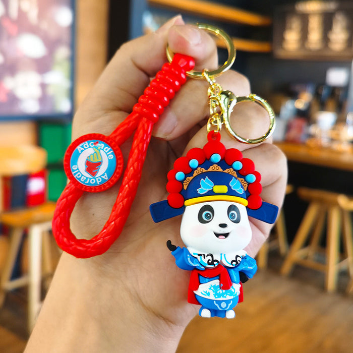 Wholesale Rubber Cartoon Doll Peking Opera Panda Keychain JDC-KC-Tingm184