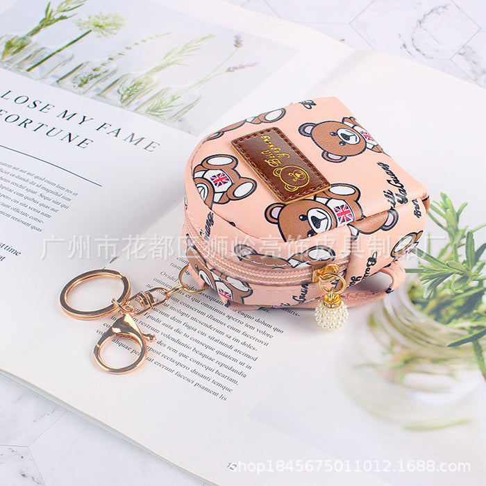 Wholesale PU Creative Bear Mini Coin Purse Keychain JDC-KC-Liangs002