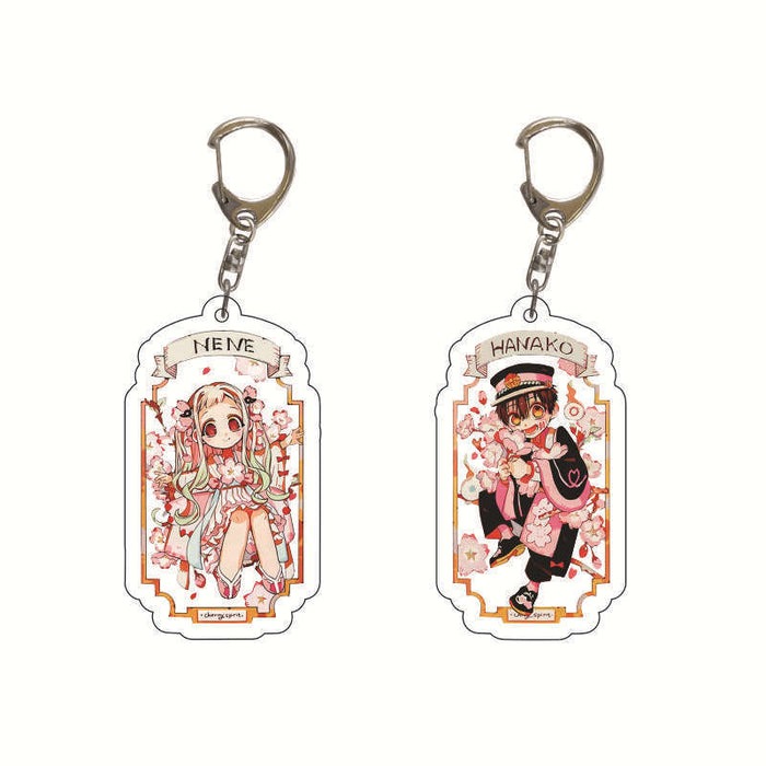 Wholesale Cartoon acrylic keychain pendant ground binding youth flower peripheral double-sided schoolbag pendant