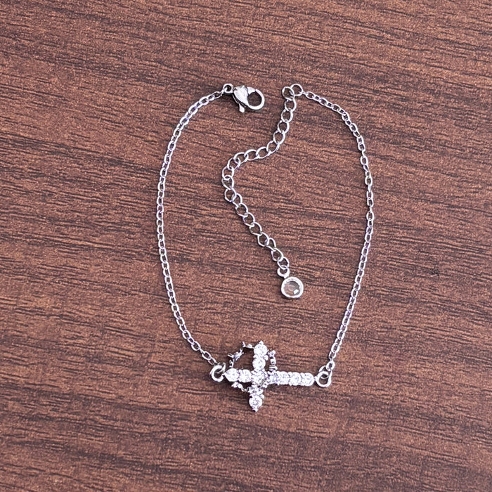 Wholesale Rotating Circle Cross Ring Zircon Cross Bracelet