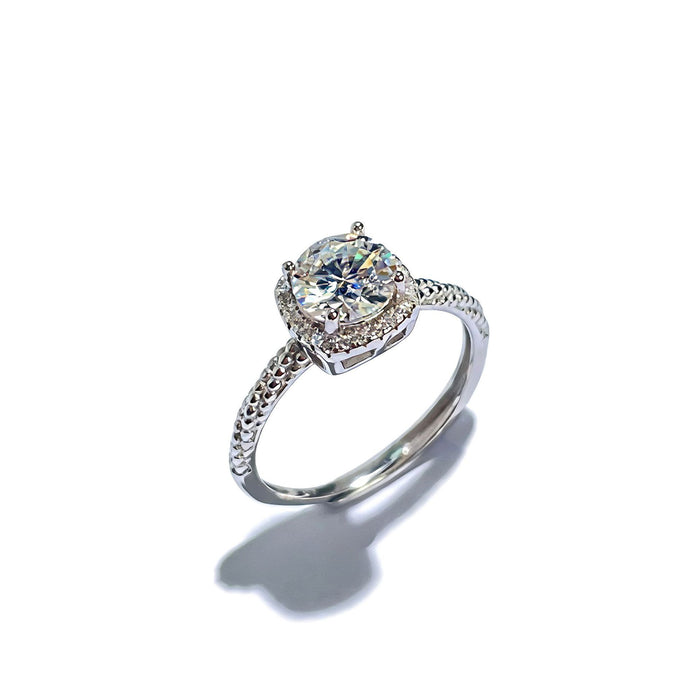 Wholesale 925 Silver Moissanite Ring Adjustable Open Design Stylish Women' s Jewelry Accessory