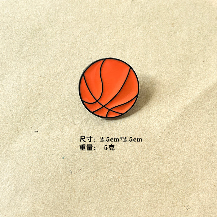 Wholesale Football cartoon brooch, basketball badminton, cute metal personalized badge, clothing bag accessories