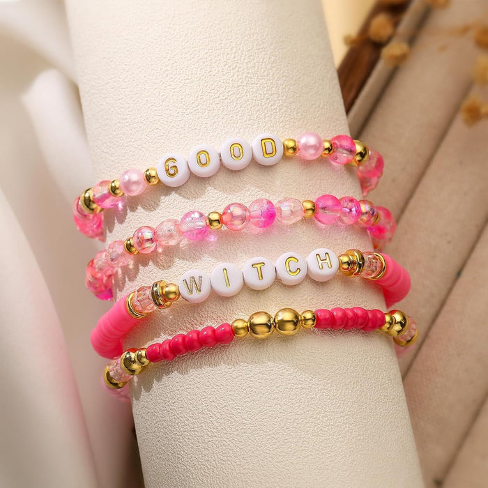 Wholesale Bracelet Couple Rice Bead Women's Bead Elastic Letter Bracelet