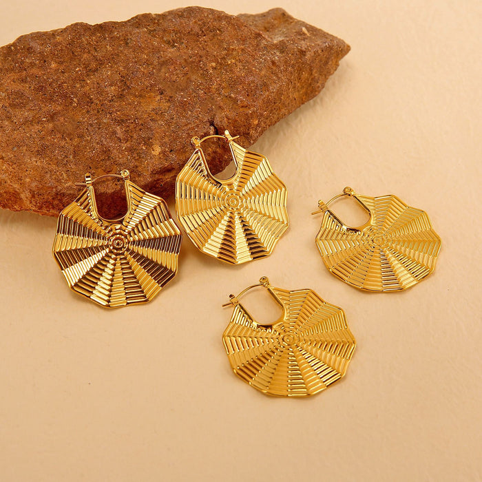 Wholesale New titanium steel earrings with water ripple mesh earrings, high-end stainless steel exaggerated earrings