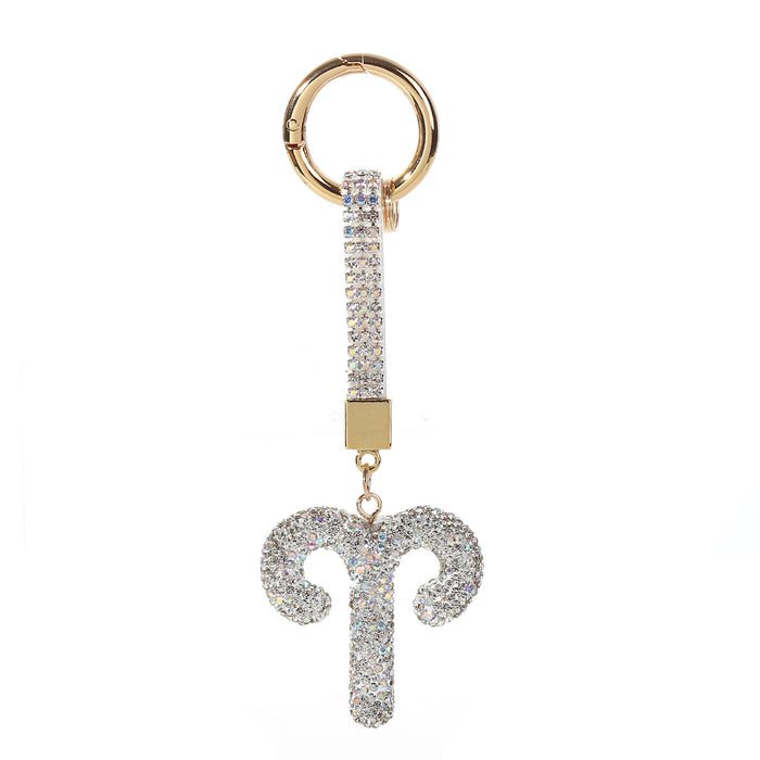 Wholesale Full Crystal Zodiac Keychain Diamond-Encrusted Car Key Chain,  Simple and Personalized Pendant