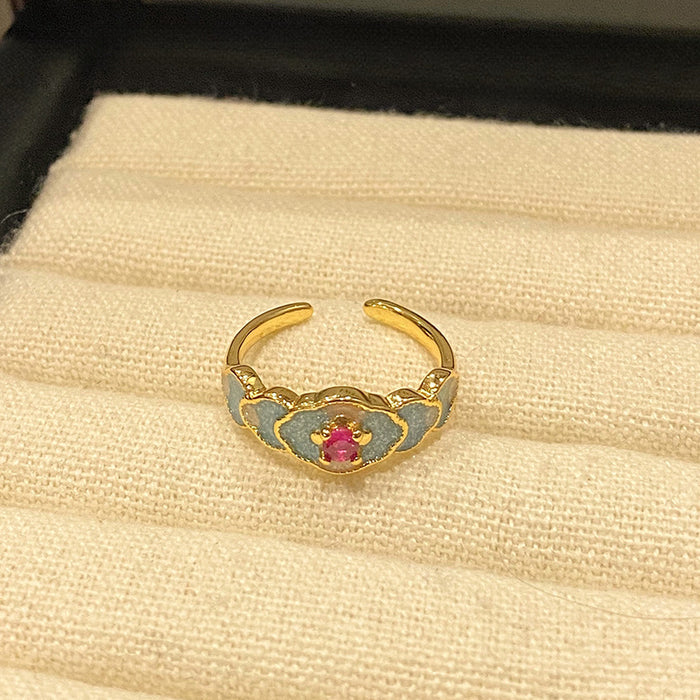 Wholesale Light Luxury Versatile Exquisite Drip Oil Ring Open Ring