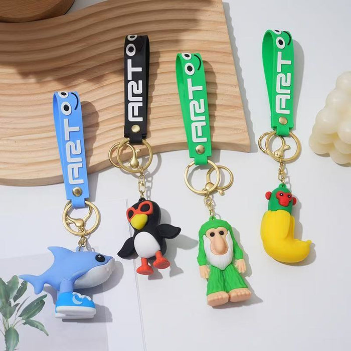 Wholesale Cute PVC cartoon hot-selling shark and stick figure keychains