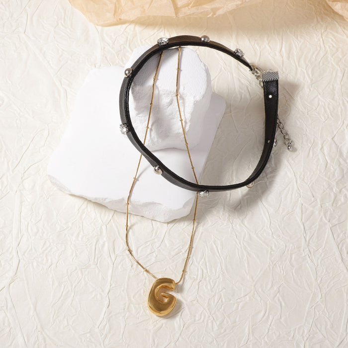 Wholesale Western Denim Style Personalized Trend Pendant Two-piece Necklace