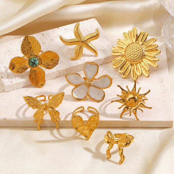 Wholesale Stainless Steel Adjustable rings Butterfly Hearts Starfish Sun Rings