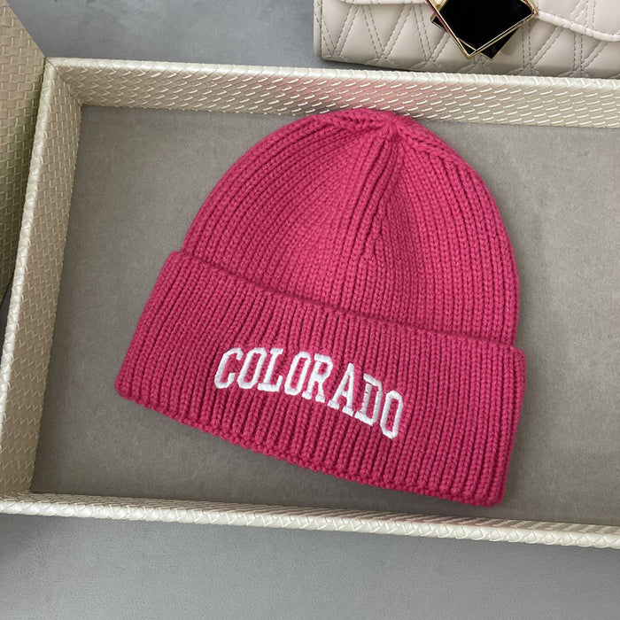 Wholesale White woolen hat, versatile letter knitted hat for students, warm and cold hat for men