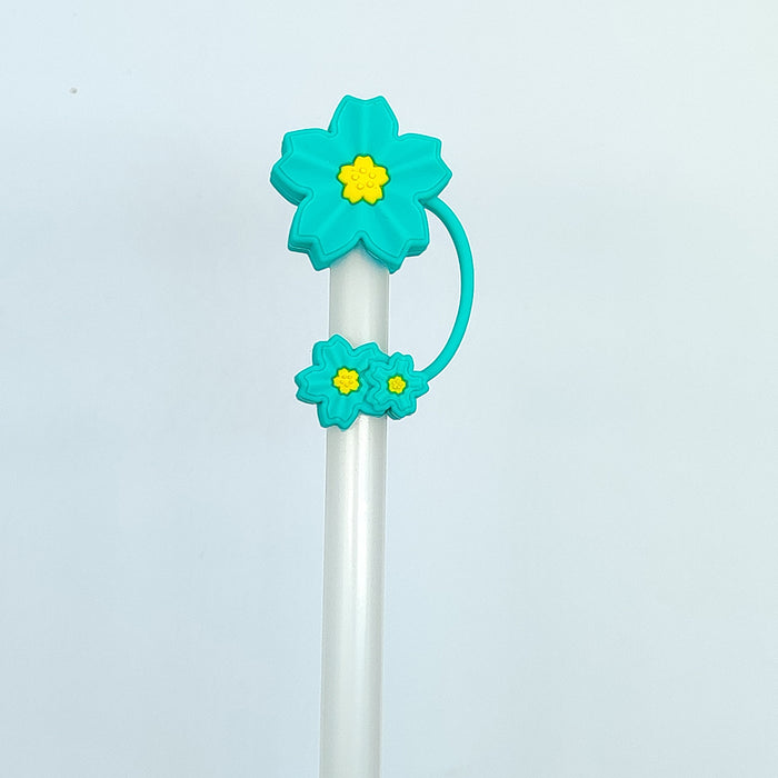 Wholesale 10pcs Flower straw cap food grade silicone straw cap suction tube cover dust cap