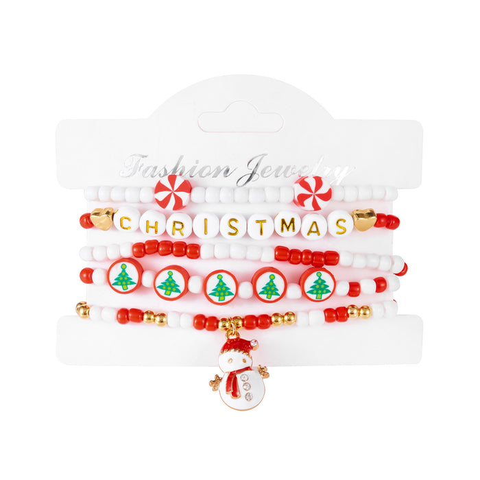 Wholesale Christmas Soft Clay Paper Card Bracelet  Letter Beaded Elastic Beaded Combination Set Bracelet
