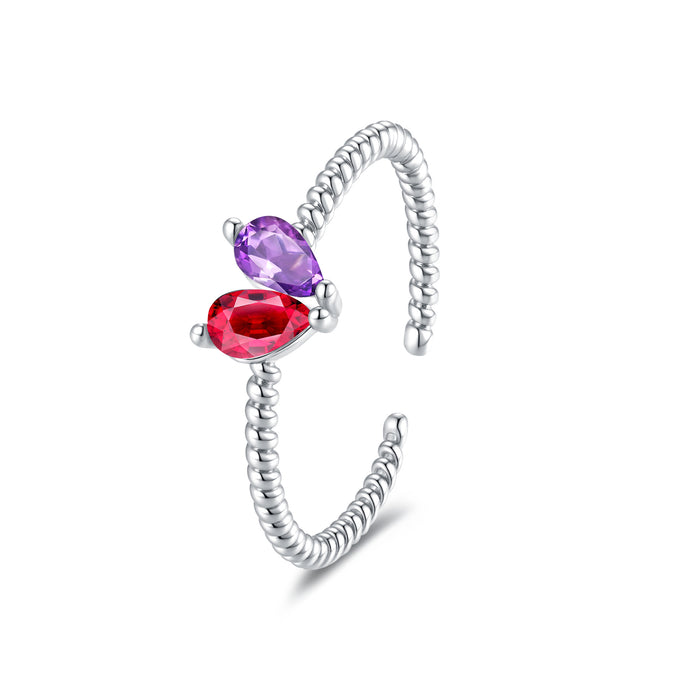 Wholesale Geometric Heart to Heart Diamond Set Ring Optional Personalized Light Luxury Ring