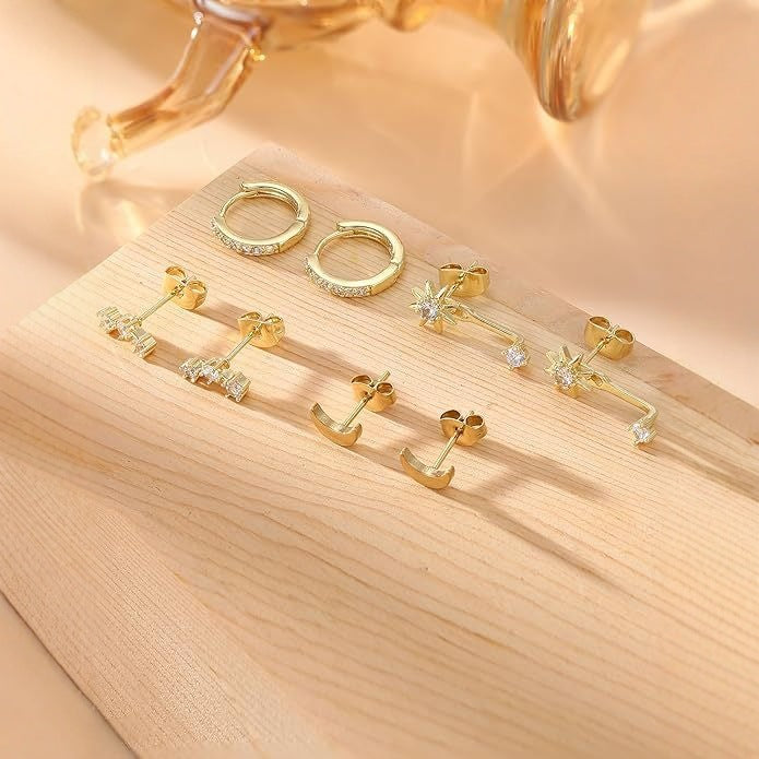 Wholesale Fashionable and classic earrings with 3 diamond studded earrings, paired with a stylish earring set