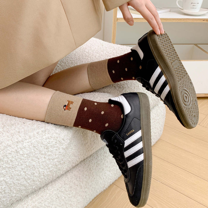 Wholesale Socks Embroidered Cute Combed Cotton Socks Mid tube Socks Boneless Loose Mouth Stacked Socks