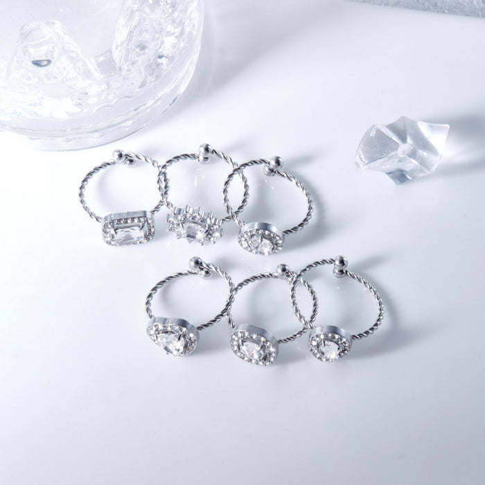 Wholesale stainless steel love diamond adjustable ring sparkling ring