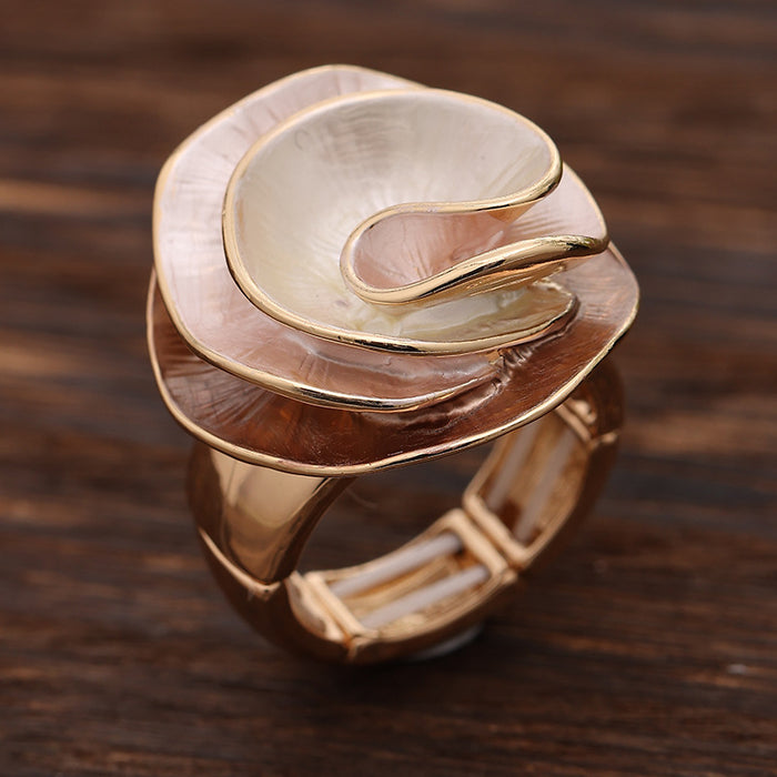 Wholesale Colorful Oil Geometric Rose Elastic Ring,  Fashionable and High-End Versatile Ring for Women