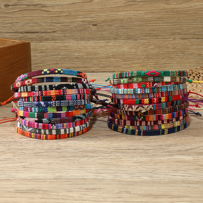 Wholesale Colorful Cotton and Linen Bohemian Fabric Bracelets for Women Hand-woven Knot Bracelets JDC-BT-XH008