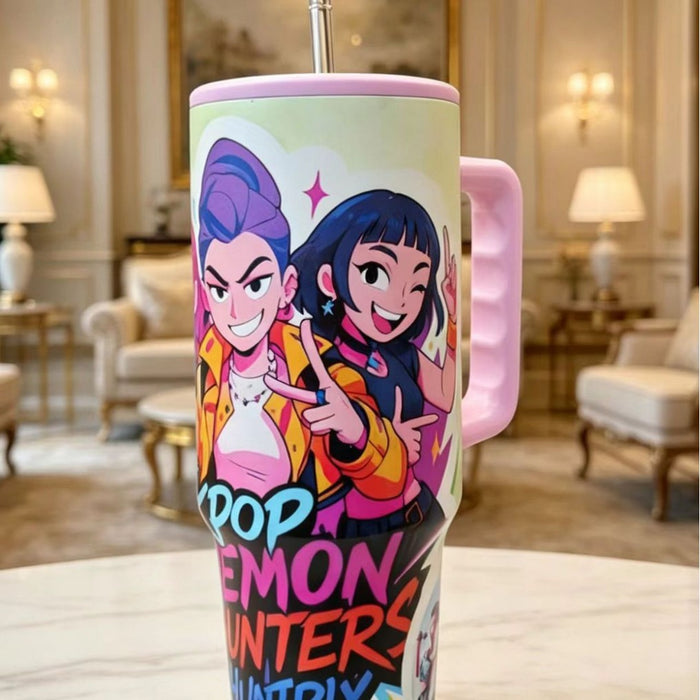 Wholesale Cartoon Straw Cup with Handle 304 Stainless Steel Insulated Tumbler