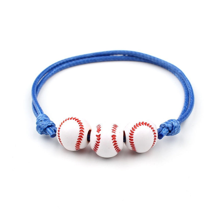 Wholesale Adjustable Elasticity Sports Bracelet, Football, Baseball Bracelet, Ball Beads, Handmade Rope